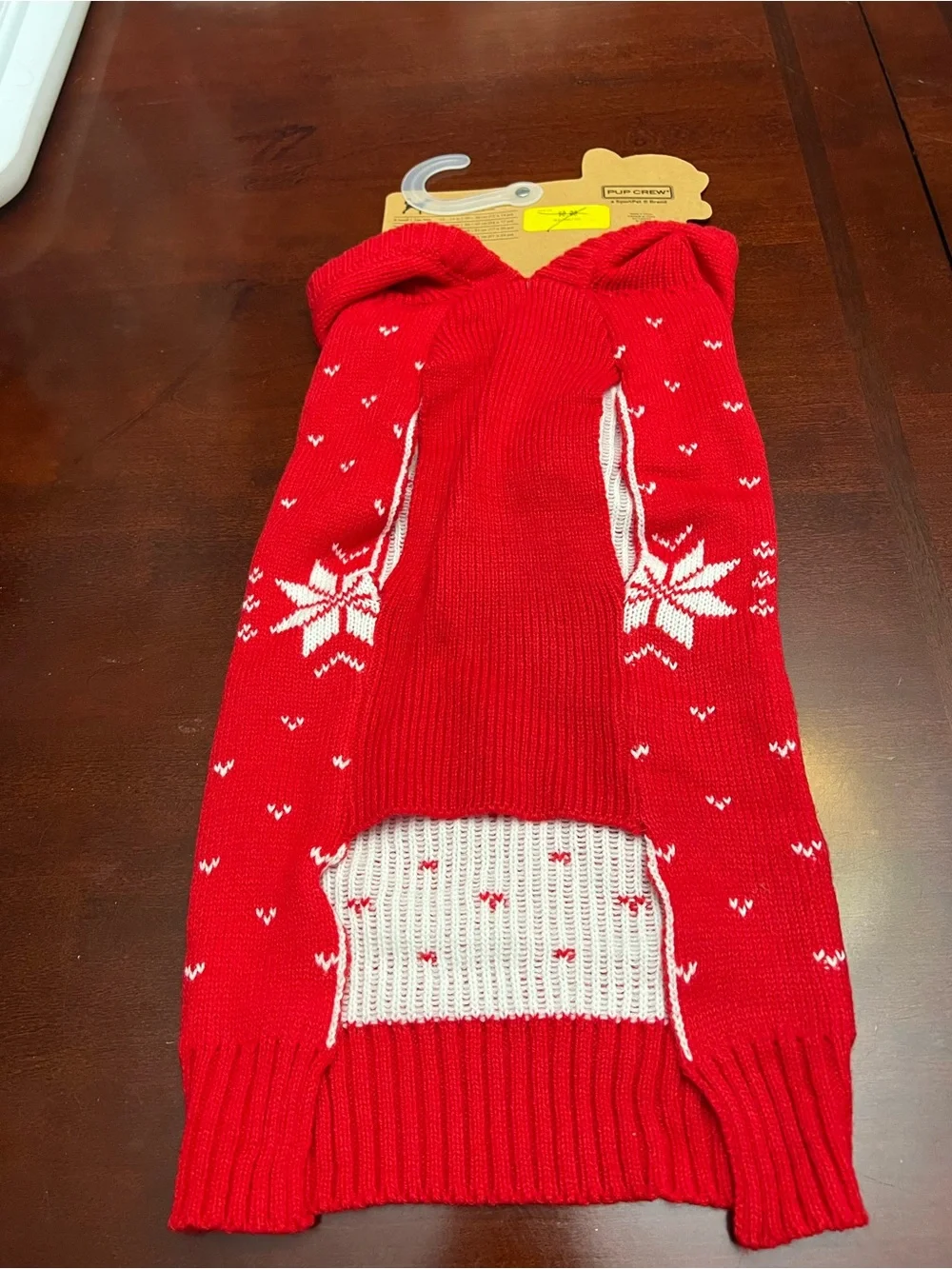 Pup Crew Red Knit Hooded Christmas Sweater for Dogs
